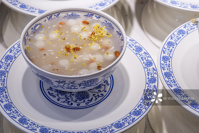 一碗桂花元宵特写图片素材