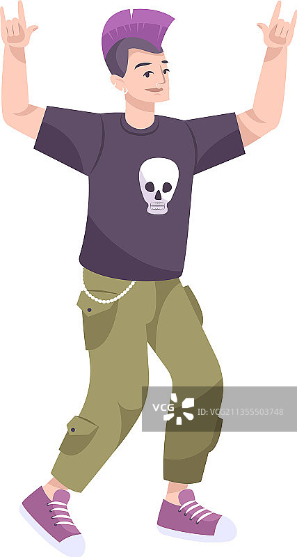 朋克青少年扁平风格构图图片素材