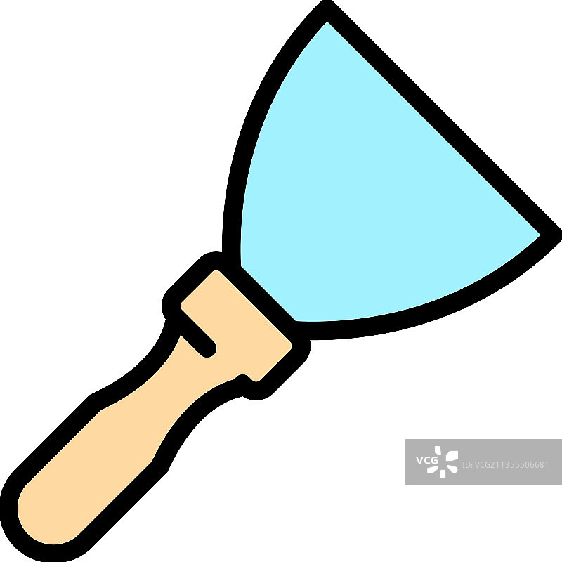 手持泥刀彩色轮廓图标图片素材