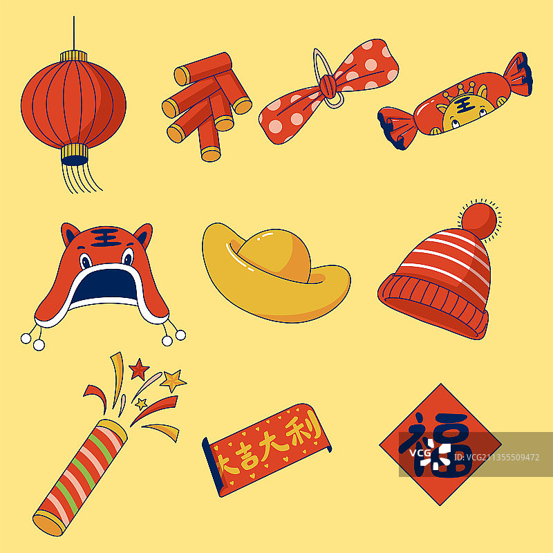 原创红色喜庆春节贴纸素材图片素材