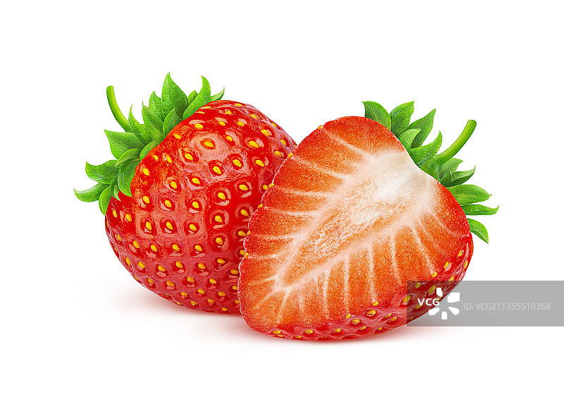 白色背景上的草莓特写图片素材