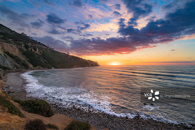 日落时大海与天空的风景图片素材