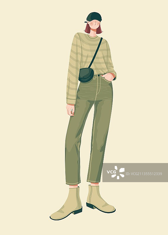 原创扁平时尚穿搭插画图片素材