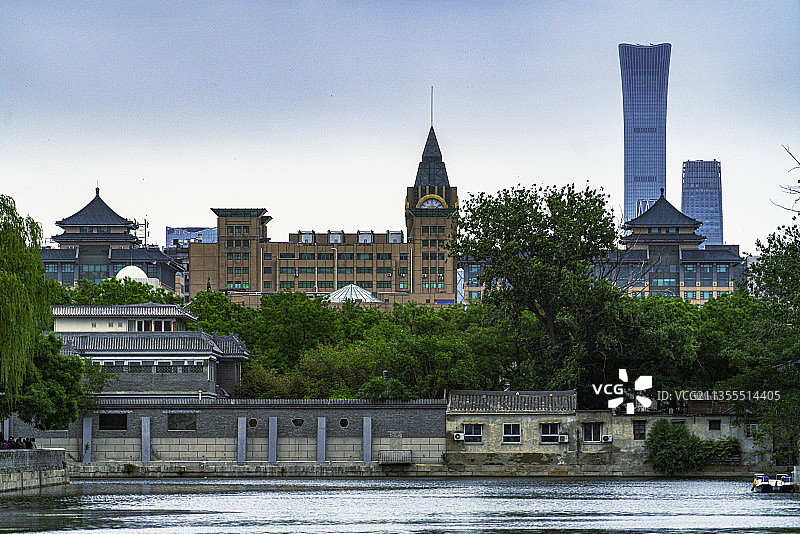 亚洲中国，北京故宫护城河，王府井与国贸图片素材