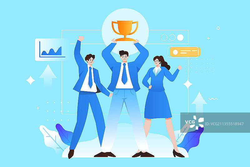 销售团队胜利插画图片素材
