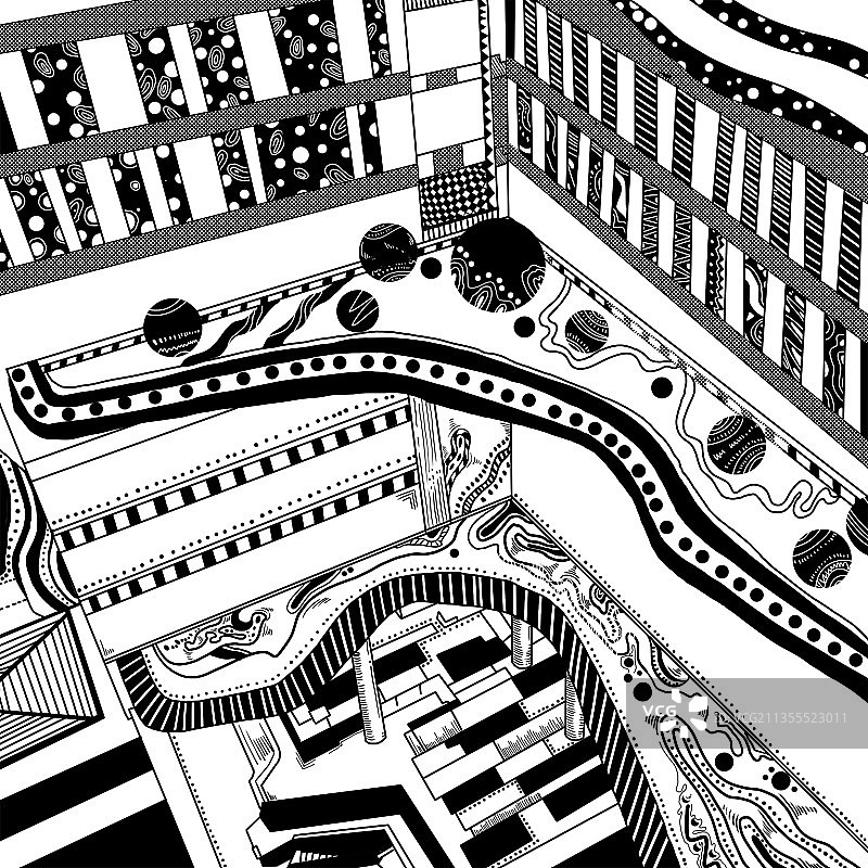 黑白点线面装饰插画矛盾空间设计包装图片素材