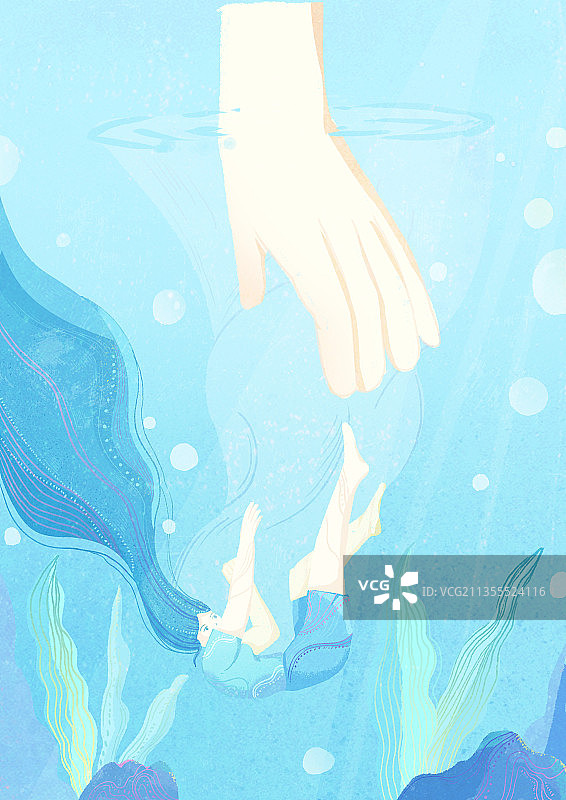 帮助淹水压抑坠落海底情绪图片素材