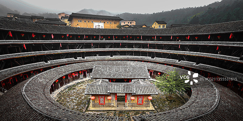 福建永定下洋初溪土楼图片素材