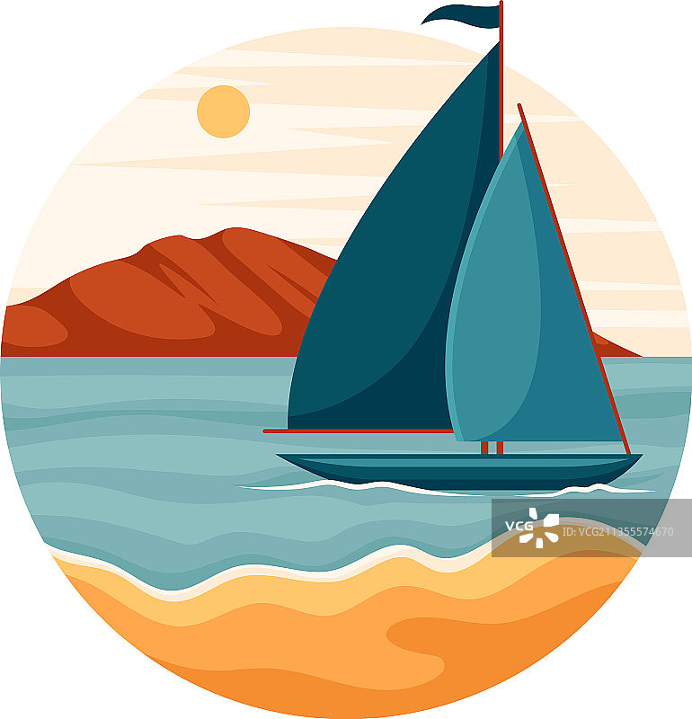 热带风光帆船沙滩图片素材