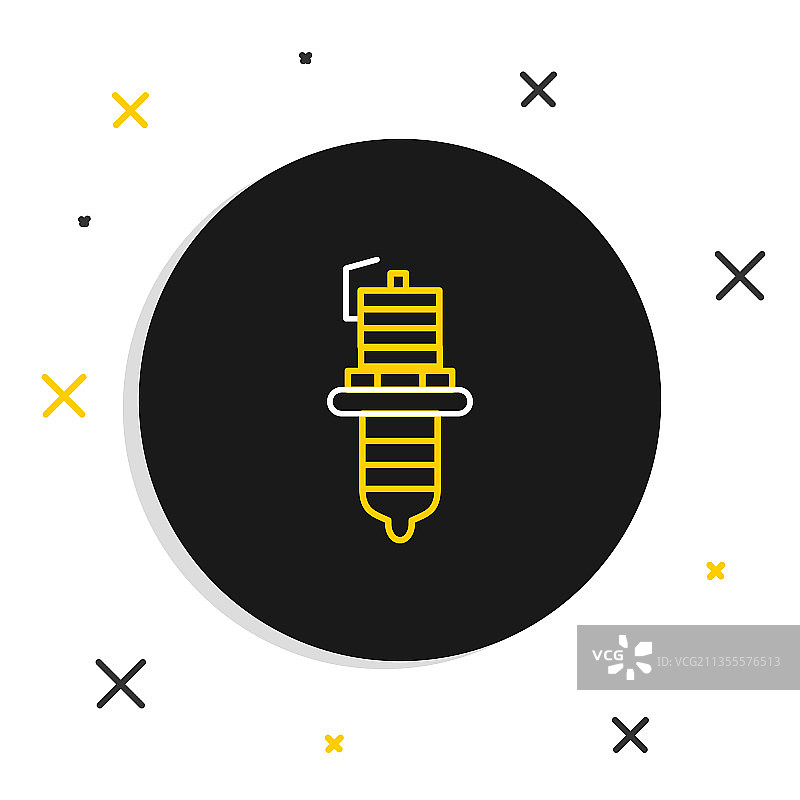 汽车火花塞图标线性白色背景图片素材