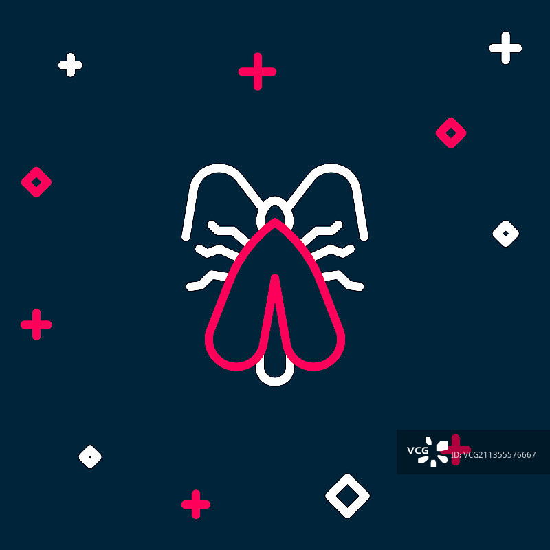 蓝色背景下的线条衣蛾图标图片素材