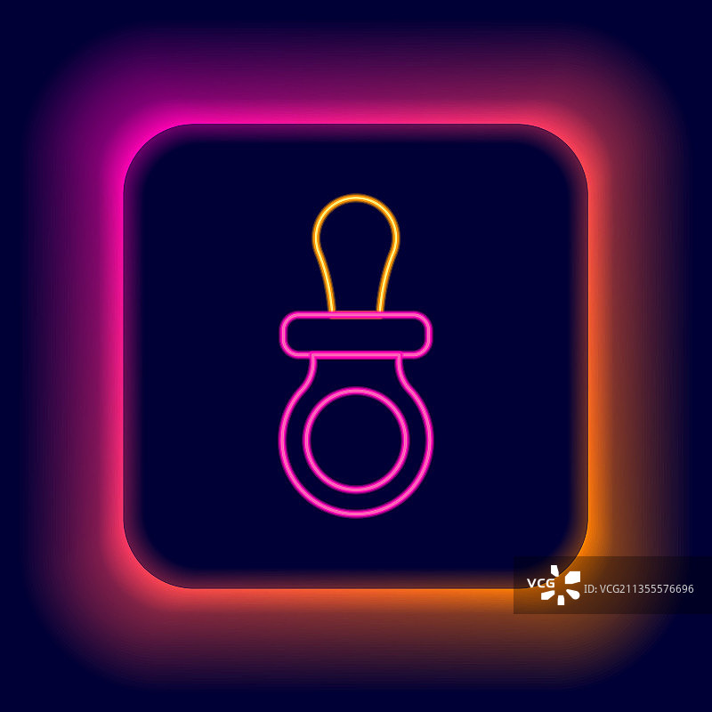 发光霓虹灯婴儿奶嘴图标图片素材