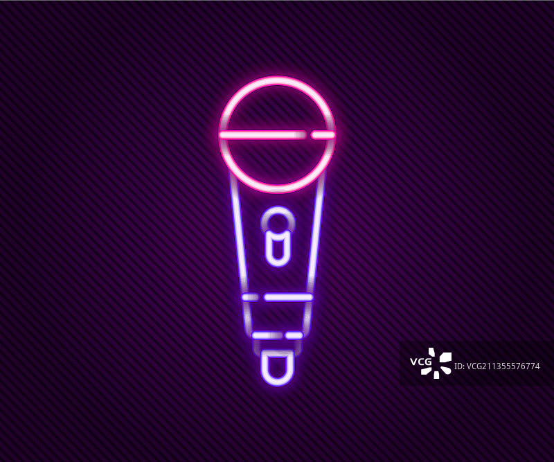 发光的霓虹灯线麦克风图标隔离图片素材