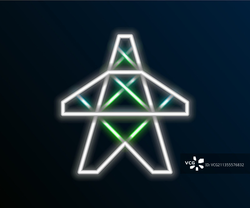 用于支撑的发光霓虹灯电塔图片素材
