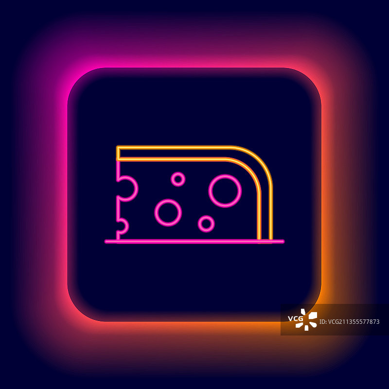 黑色背景中发光的霓虹灯奶酪图标图片素材