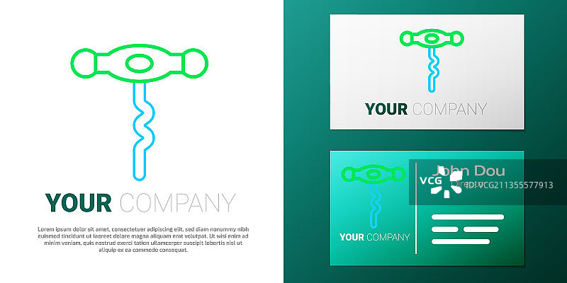 白色背景上的线条葡萄酒拔塞钻图标图片素材