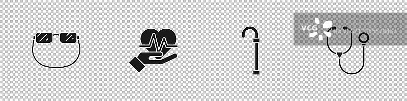 眼镜、心率、手杖和拐杖图片素材