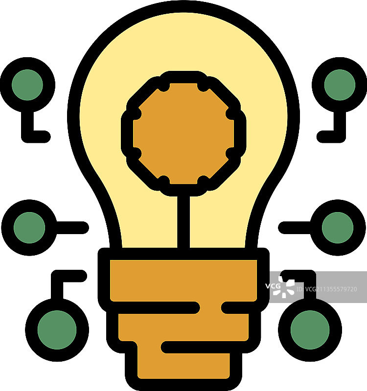 AI灯泡图标彩色轮廓图片素材