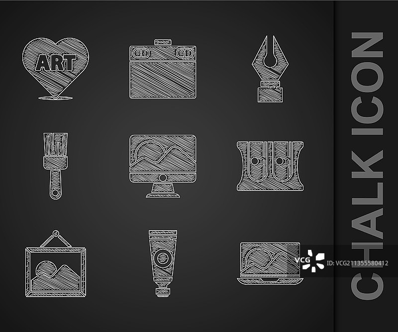 电脑显示器、屏幕、颜料管等物件图片素材