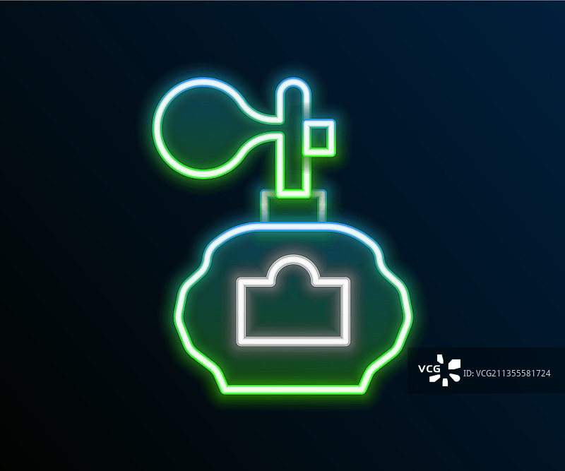 发光霓虹灯须后水瓶与雾化器图片素材