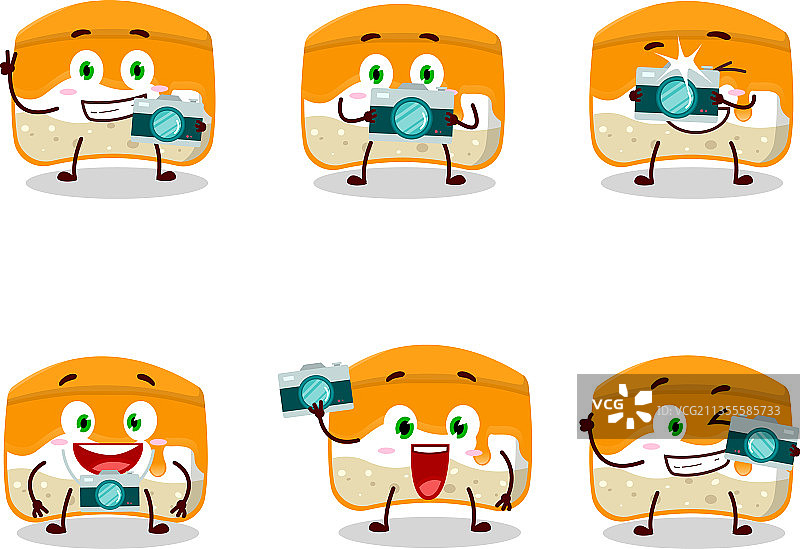 摄影师职业表情符号与橙子蛋糕图片素材