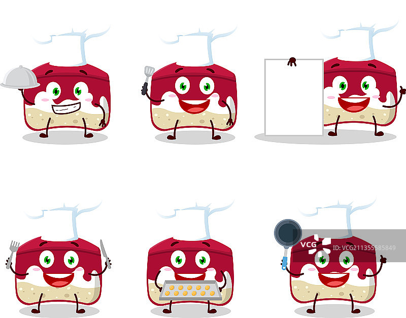 卡通人物：带有各种装饰的樱桃蛋糕图片素材