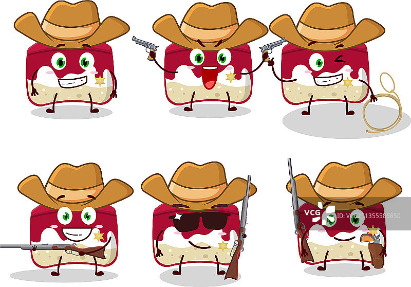 带樱桃蛋糕的酷牛仔卡通形象图片素材