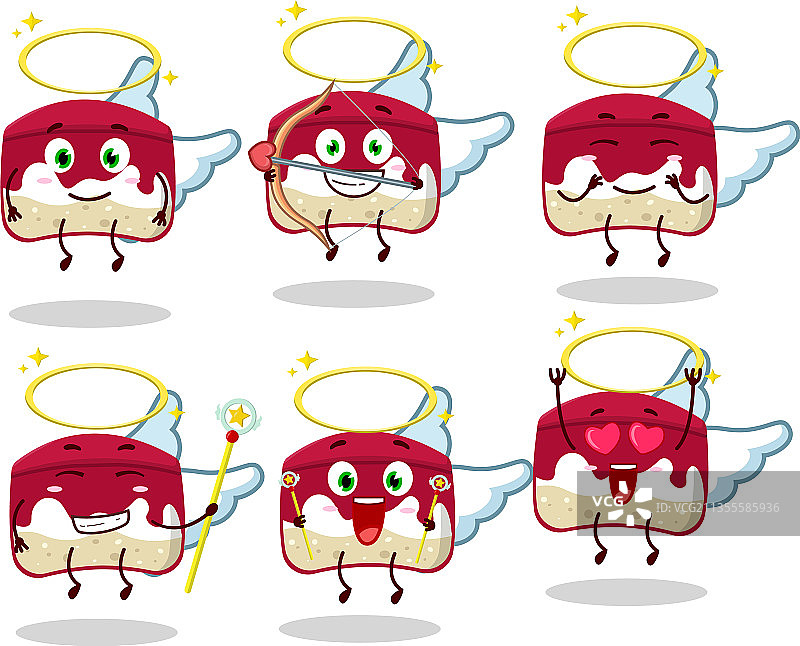 可爱的天使樱桃蛋糕卡通设计图片素材