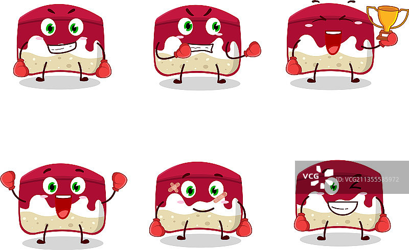 运动型樱桃蛋糕拳击运动员卡通形象图片素材