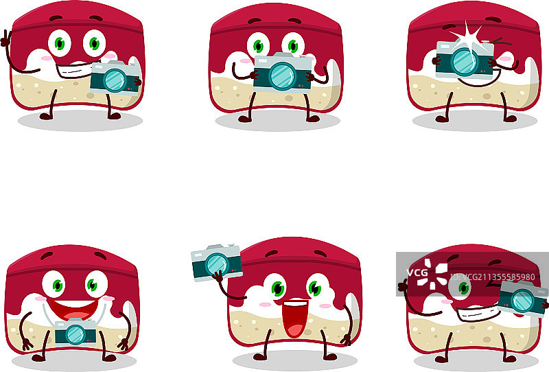 摄影师职业表情符号与樱桃蛋糕图片素材