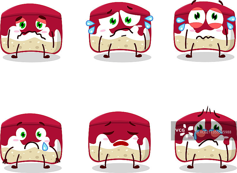 带有悲伤表情的卡通樱桃蛋糕图片素材