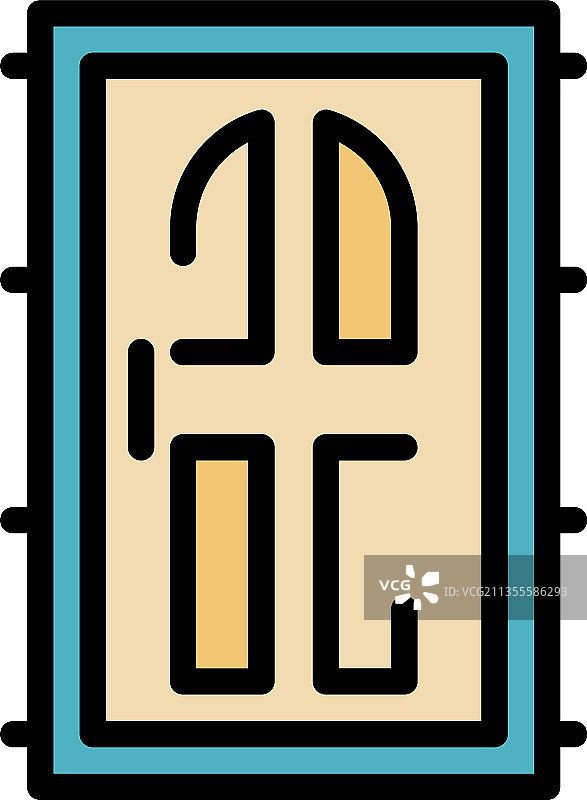 房屋门图标彩色轮廓图片素材