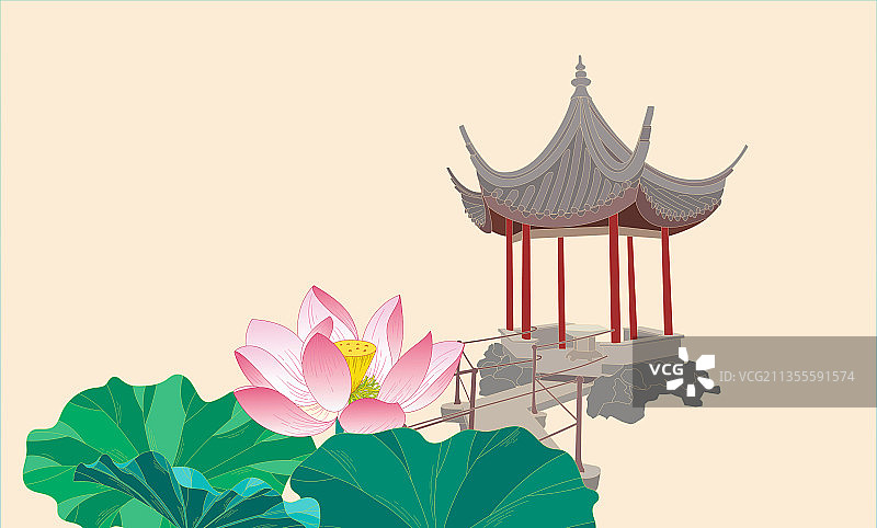 狮子林荷花图片素材