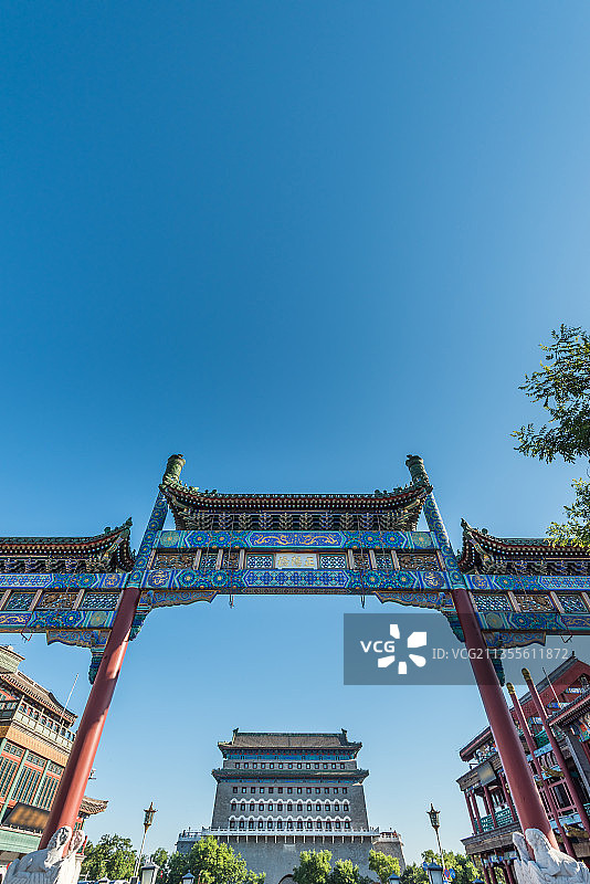 中国北京前门大街正阳桥和正阳门箭楼图片素材