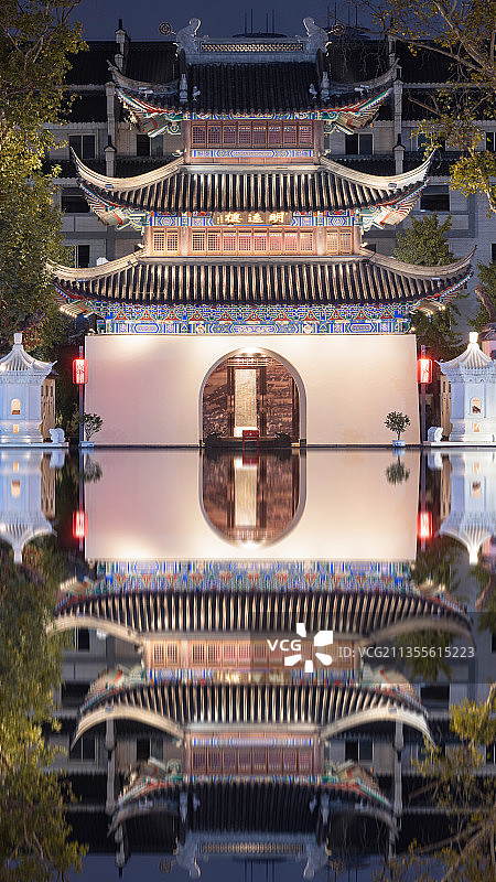 南京夫子庙江南贡院科举博物馆夜景图片素材