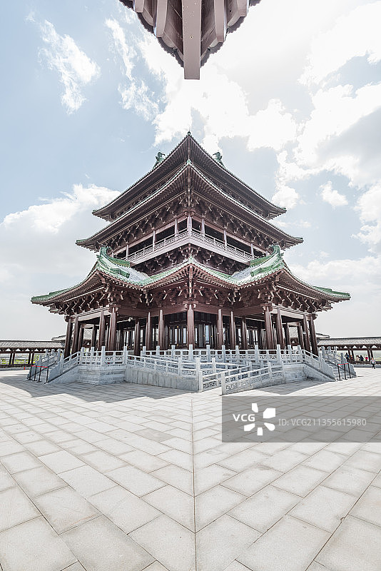 中国北京世园会永宁阁的园林建筑图片素材