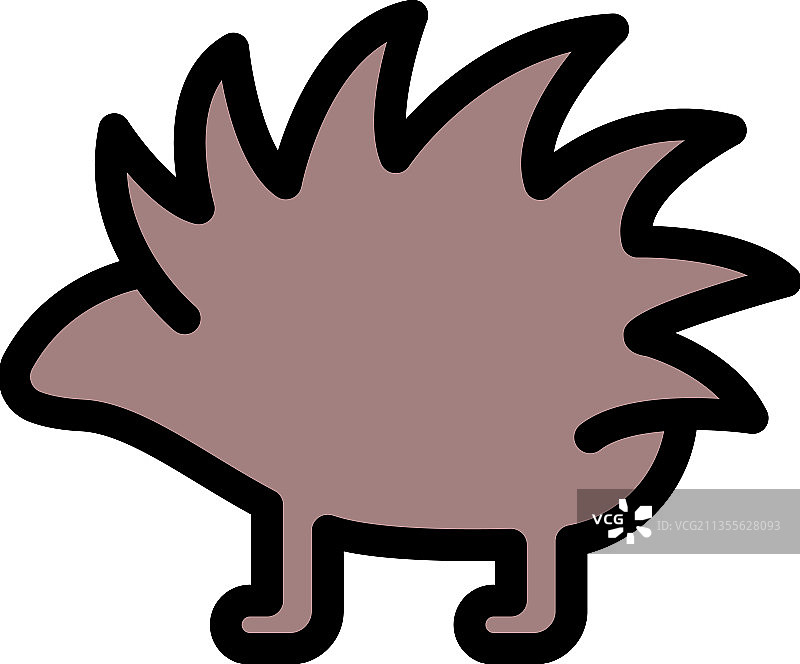 豪猪动物彩色轮廓图标图片素材