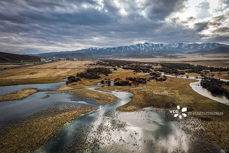 甘南桑科湿地风光图片素材