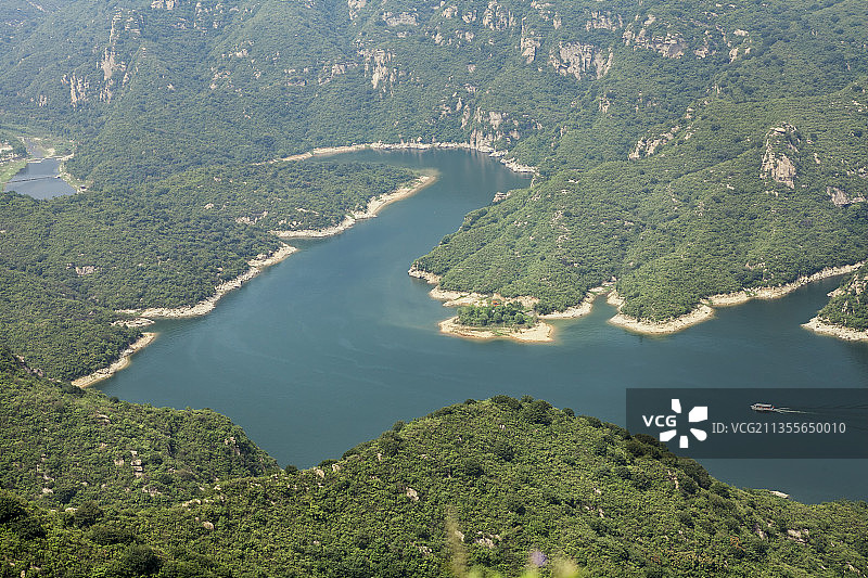 俯瞰怀柔青龙峡风景区水库图片素材