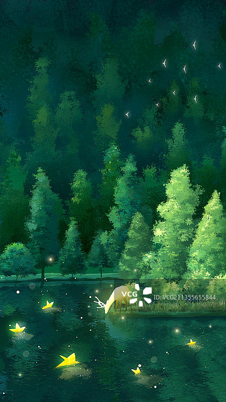 林中鹿 - 夏树图片素材