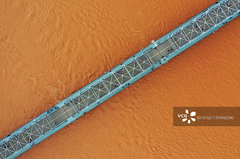 俯瞰黄河铁桥+甘肃省兰州市城关区兰州黄河铁桥图片素材