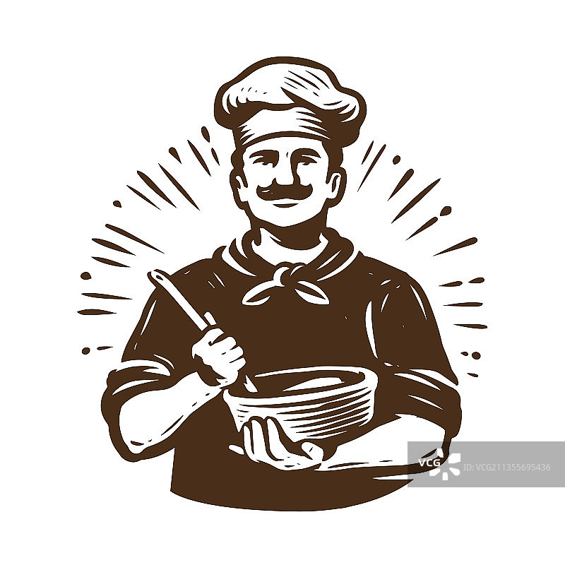 厨师用烹饪搅拌器搅拌面团烘烤图片素材