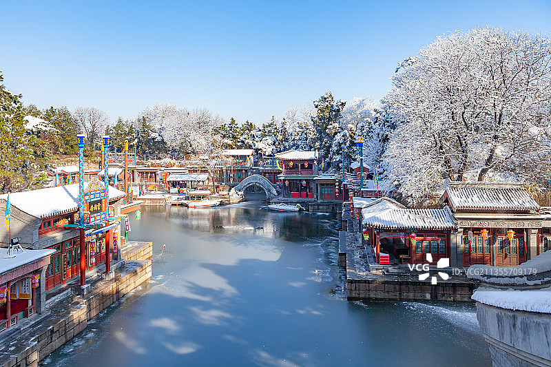 颐和园苏州街冬季雪景图片素材