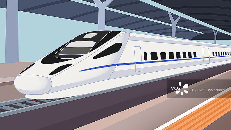 无人的高铁火车和站台图片素材