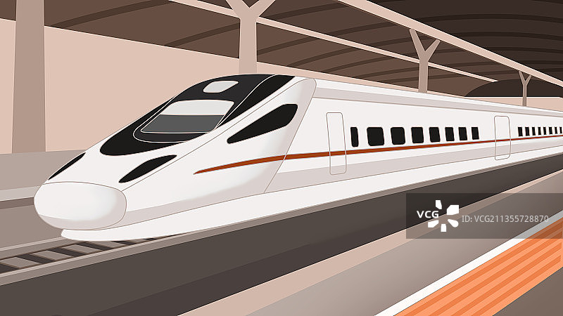 无人的高铁火车和站台图片素材