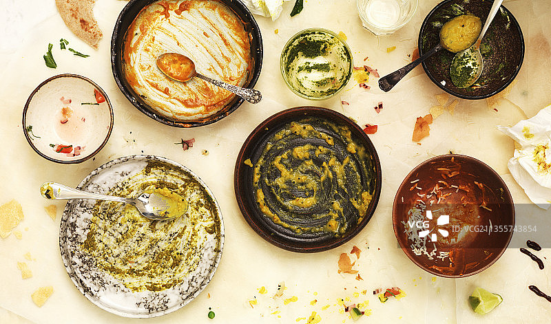 印度菜肴的剩菜图片素材