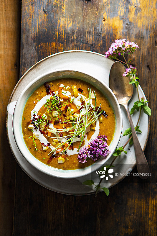 南瓜玉米浓汤图片素材