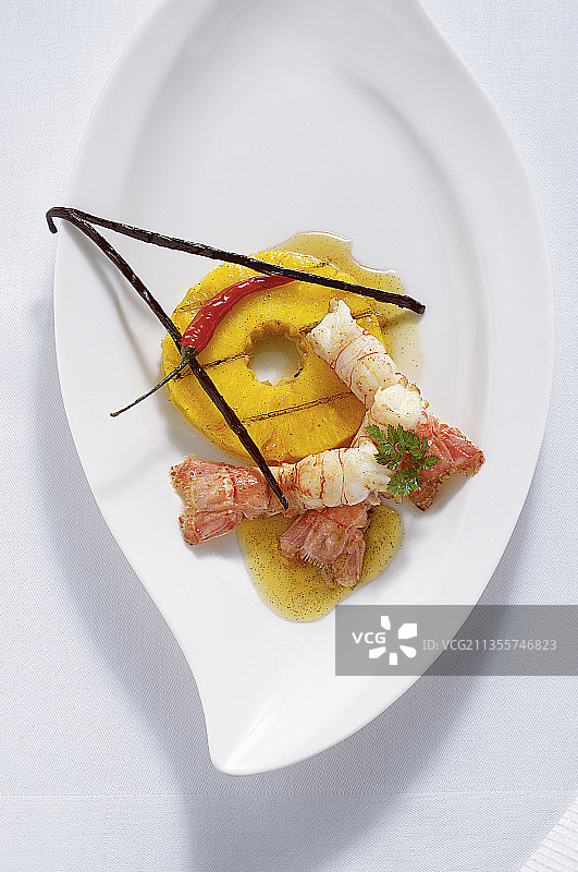 烤菠萝香草辣椒鳌虾图片素材