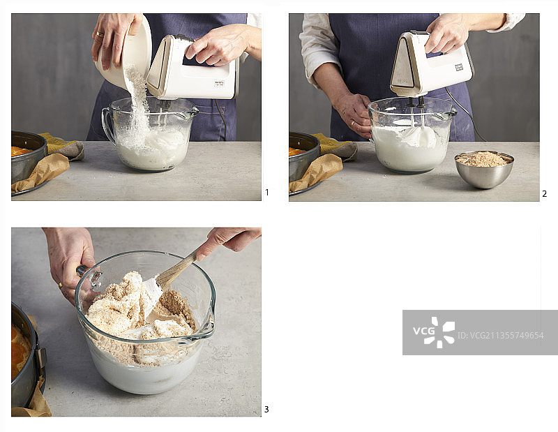 日式蛋糕底的制作面糊图片素材