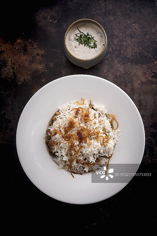 印度米饭和酸奶酪图片素材